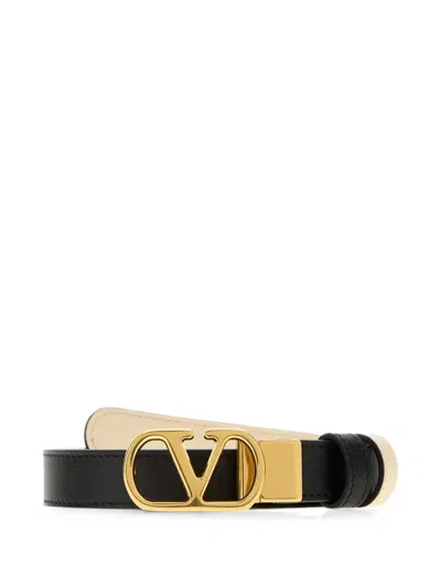 Valentino Garavani Vlogo Signature Leather Belt In Black