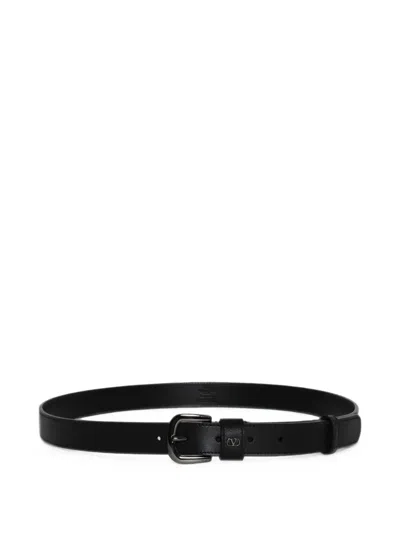 Valentino Garavani Vlogo Signature Leather Belt In Black