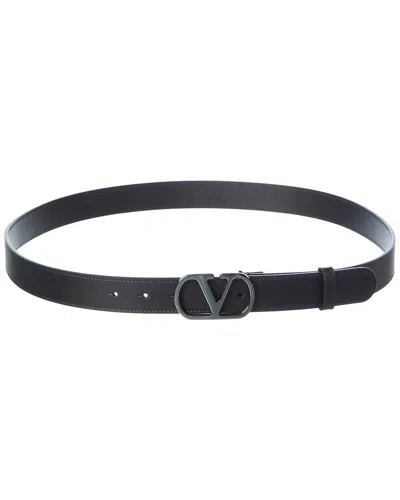Valentino Garavani Valentino Vlogo Signature Leather Belt In Black