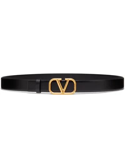 Valentino Garavani Cintura Vlogo Signature In Vitello In Black