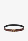 Valentino Vlogo Signature Leather Belt In Brown