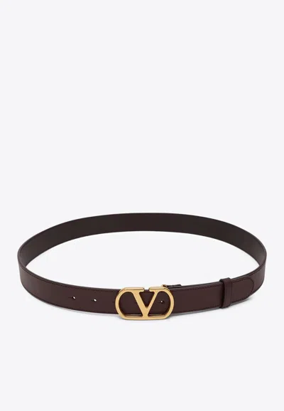 Valentino Garavani Vlogo Signature Leather Belt In Brown