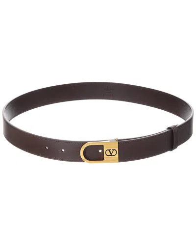 Valentino Garavani Valentino Vlogo Signature Leather Belt In Brown