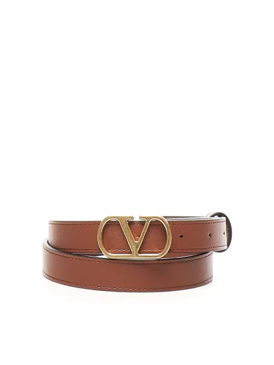 Valentino Garavani Vlogo Signature Leather Belt In Brown
