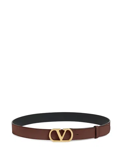 Valentino Garavani Vlogo Signature Leather Belt In Brown