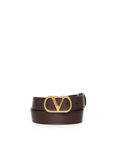 Valentino Garavani Vlogo Signature Leather Belt In Brown
