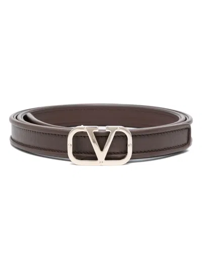 Valentino Garavani Vlogo Signature Leather Belt In Brown