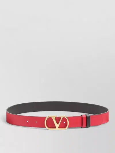 Valentino Garavani Vlogo Signature Leather Belt Double Face In Pink