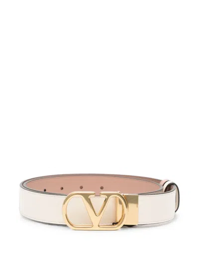 Valentino Garavani Vlogo Signature Leather Belt In Gold