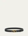 Valentino Garavani Vlogo Signature Belt In Shiny Calfskin 30 Mm Woman Black 100 In Nero