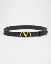 Valentino Garavani Vlogo Signature Belt In Shiny Calfskin 30 Mm Woman Black 100