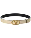 Valentino Vlogo Signature Leather Belt In Neutral