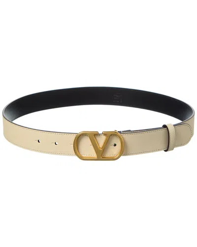 Valentino Garavani Valentino Vlogo Signature Leather Belt In Neutral