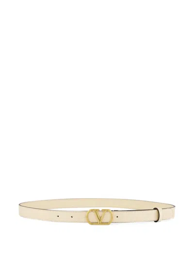 Valentino Garavani Vlogo Signature Leather Belt In Neutral