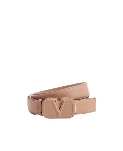 Valentino Garavani Vlogo Signature Leather Belt In Nude