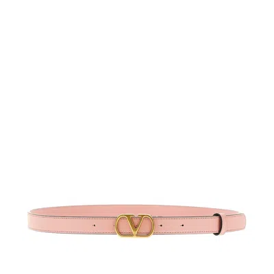 Valentino Garavani 'vlogo Signature' Leather Belt In Pink