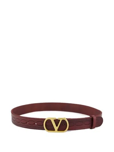 Valentino Garavani Vlogo Signature Leather Belt In Brown