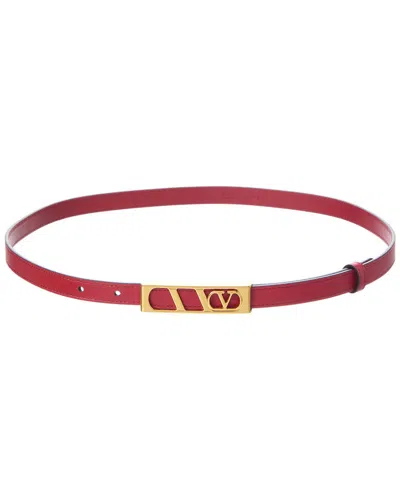 Valentino Garavani Valentino Vlogo Signature Leather Belt In Red