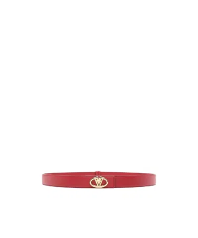 Valentino Garavani Vlogo Signature Leather Belt In Red
