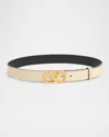 Valentino Vlogo Signature Buckled Belt In Ren Butter White