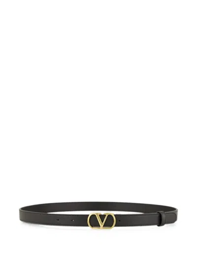 Valentino Garavani Vlogo Signature Leather Belt In Black