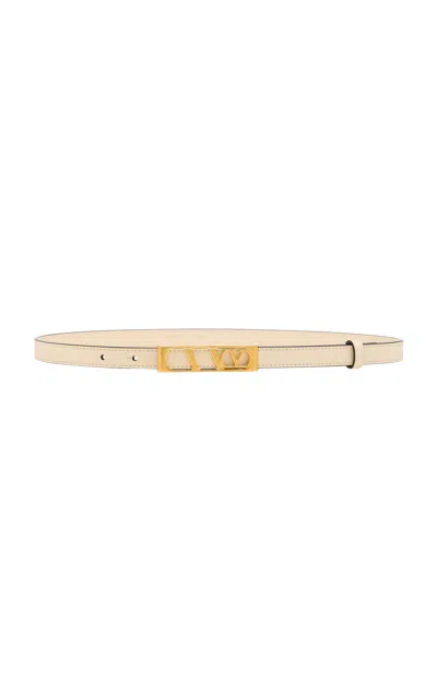 Valentino Garavani Vlogo Signature Leather Belt In Neutral