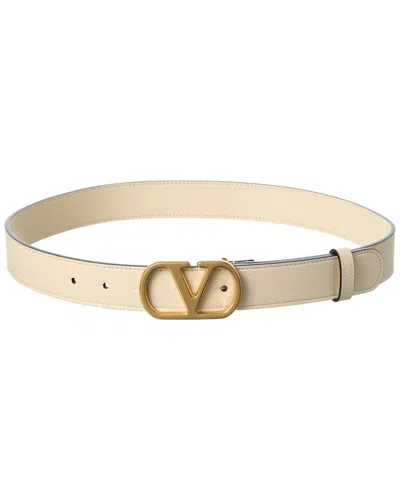 Valentino Garavani Valentino Vlogo Signature Leather Belt In Neutral