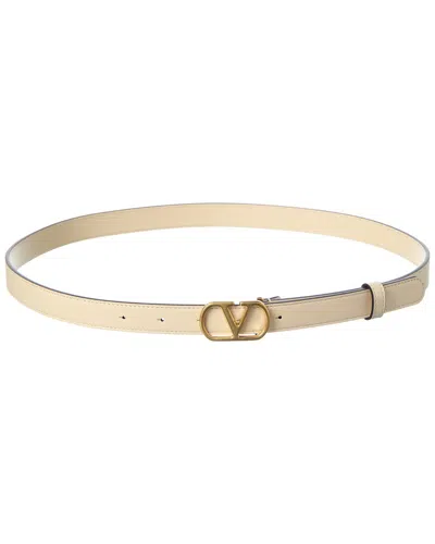 Valentino Garavani Valentino Vlogo Signature Leather Belt In Neutral