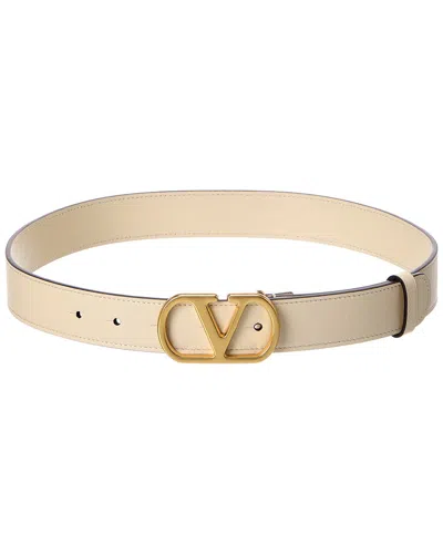 Valentino Garavani Valentino Vlogo Signature Leather Belt In Neutral