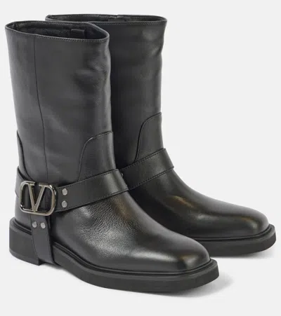 Valentino Garavani Bikerstiefel Vlogo Signature Aus Leder In Schwarz