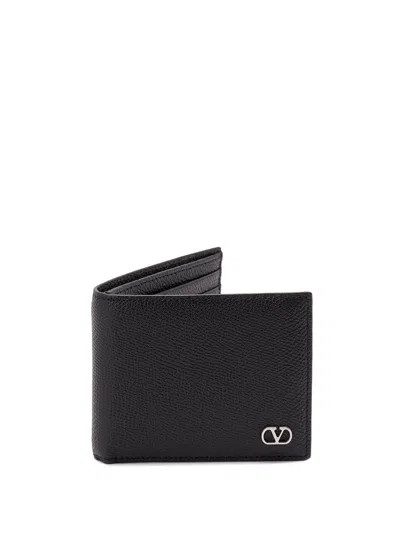 Valentino Garavani `vlogo Signature` Leather Billfold Wallet In Black
