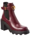 Valentino Vlogo Signature Leather Boot In Burgundy