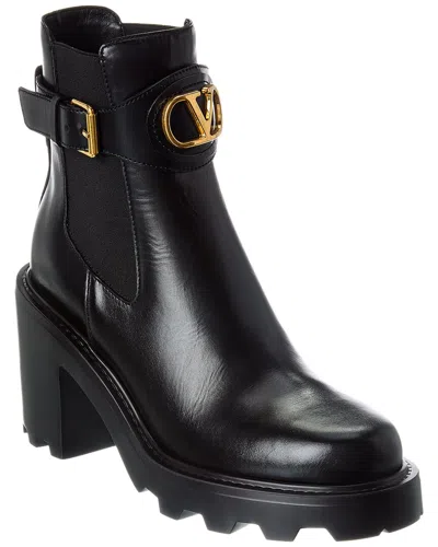 Valentino Garavani Valentino Vlogo Signature Leather Boot In Black
