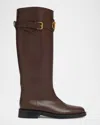 Valentino Vlogo Signature Leather Boots In Brown