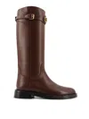Valentino Leather Signature Vlogo Riding Boots 30 In Multi