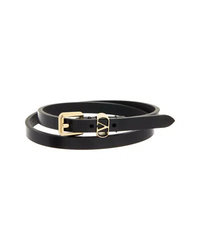 Valentino Garavani Valentino Vlogo Signature Leather Bracelet In Black