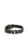 Valentino Vlogo Signature Leather Bracelet Jewelry Black In Black