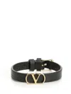 Valentino Vlogo Signature Leather Bracelet Jewelry Black In Black