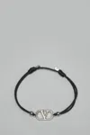 Valentino Vlogo Signature Leather Bracelet In Black