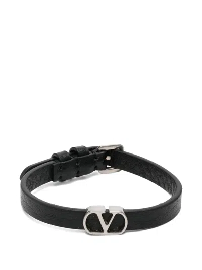 Valentino Garavani Vlogo Signature Leather Bracelet In Animal Print