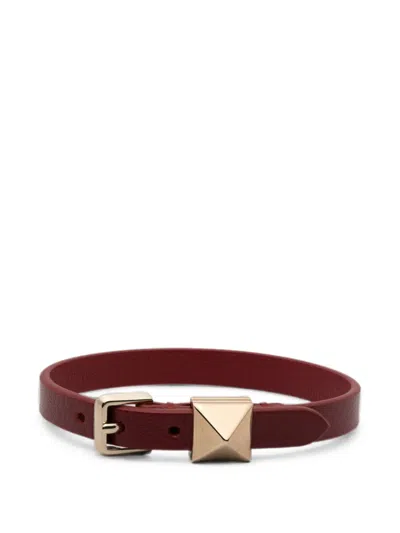Valentino Garavani Vlogo Signature Leather Bracelet In Brown