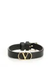 Valentino Vlogo Signature Leather Bracelet Jewelry Black In Black