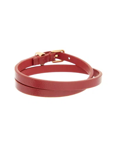 Valentino Garavani Valentino Vlogo Signature Leather Bracelet In Red