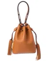 Valentino Vlogo Signature Leather Bucket Bag In Brown