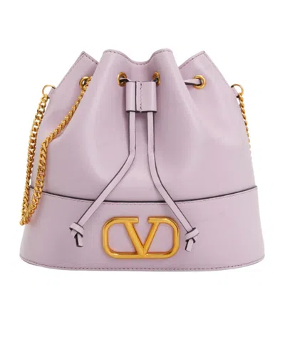Valentino Garavani Vlogo Signature Leather Bucket Bag In Pink