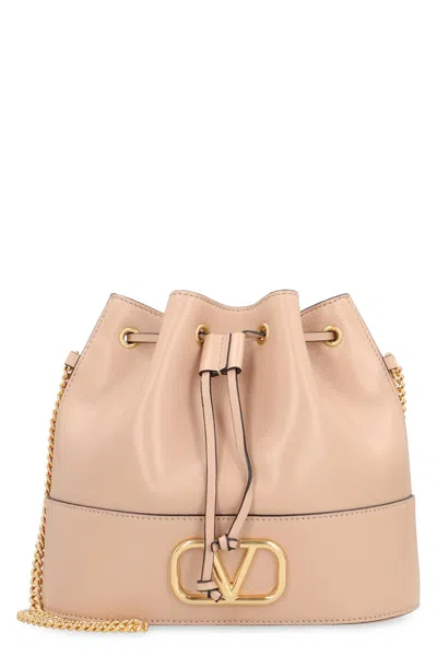Valentino Garavani Vlogo Signature Leather Bucket Bag In Pink