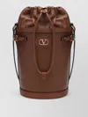 Valentino Vlogo Signature Leather Bucket Bag Strap In Brown
