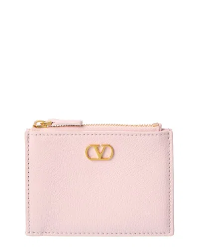 Valentino Garavani Valentino Vlogo Signature Leather Card Case In Pink