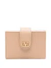 Valentino Vlogo Signature Leather Card Case In Pink