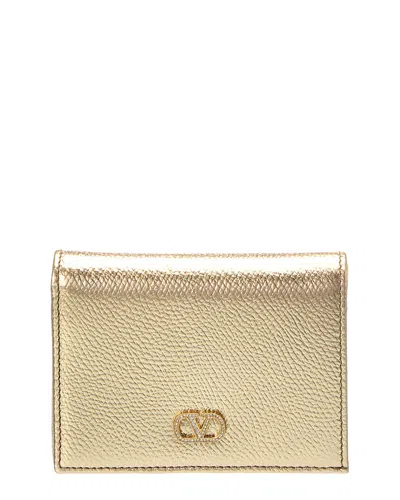 Valentino Garavani Valentino Vlogo Signature Leather Card Case In Gold